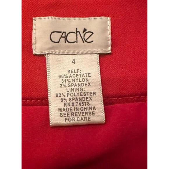 Cache Women’s Red Cocktail Semi- Formal Short Pencil Skirt Slit Sz 4 C4 - Picture 3 of 8
